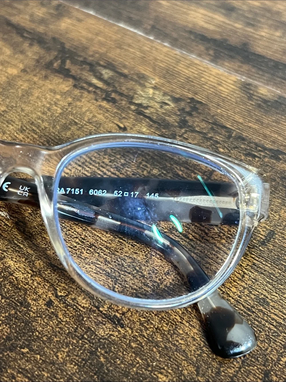 Ralph Lauren RA 7151 6062 52[]17 Clear Frame Glasses with brown Temples